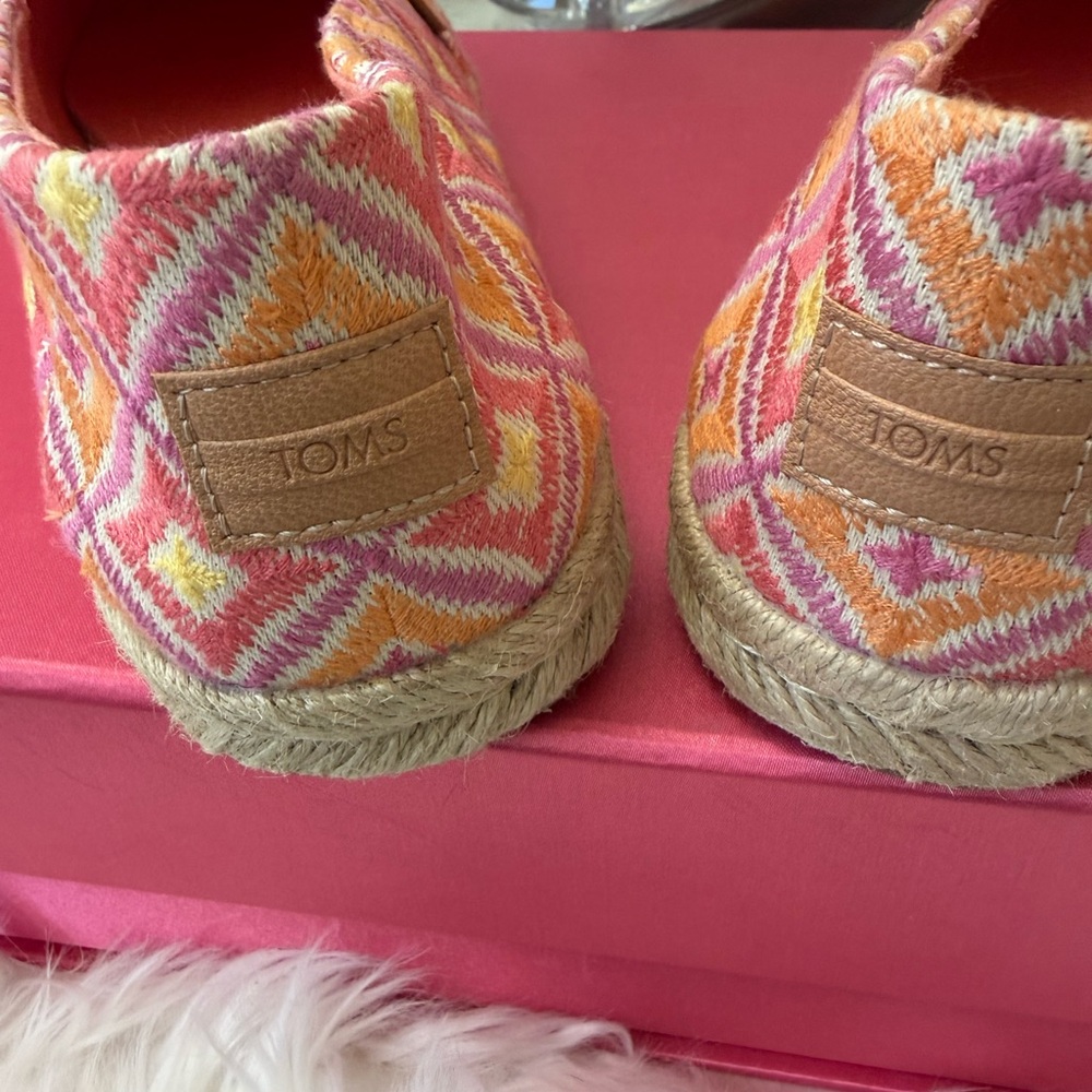 TOMS Unisex Alpargata Rope 2.O Geometric Espadrille Woven Textile Pink & Yellow - Picture 8 of 17